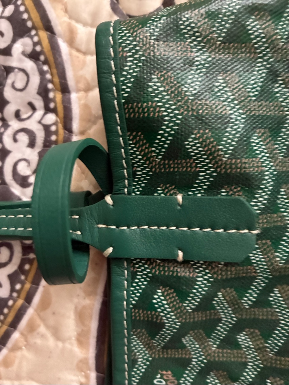 Green Patterned Tote Bag with Pouch - Women Bags plus mini - Picture 15 of 16